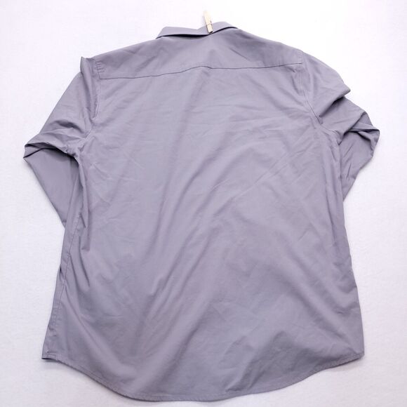 Haggar Classic Fit Casual Button Up Long Sleeve Shirt Adult Mens Size 16.5 Gray - Picture 9 of 10